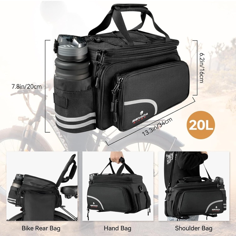 New SENADA Bike Bag Bicycle Rear Rack Trunk Bag - Picture 4 of 4